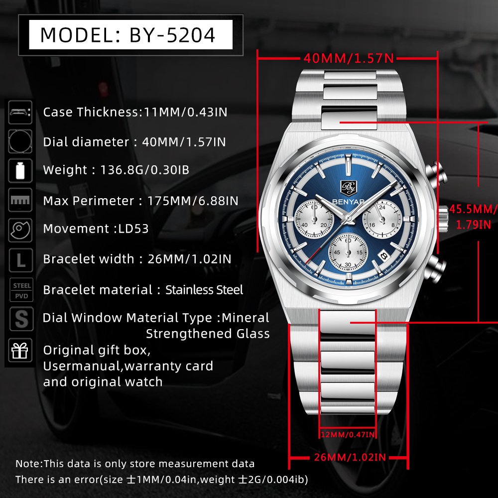 BENYAR 40 мм мужские многофунк – обзор и цена Luxury Watch Second Hand
